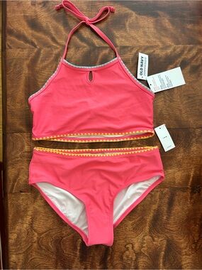 🩷 NWT! Old Navy Girls' Pink Halter Two-Piece Swim Set